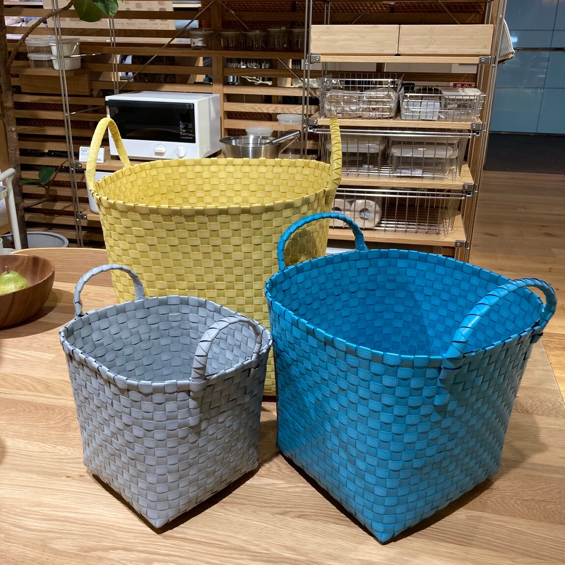 手編み バスケット 池袋西武】新商品！室内外で使える、梱包用バンド手編みバスケット